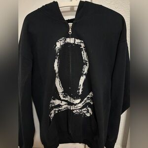 Black zip Hoodie bones coffin the defiled band England size large metal goth